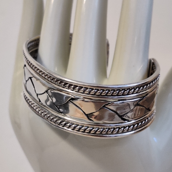 Massive Sterling Silver Braided Cuff Bracelet - Picture 9 of 16